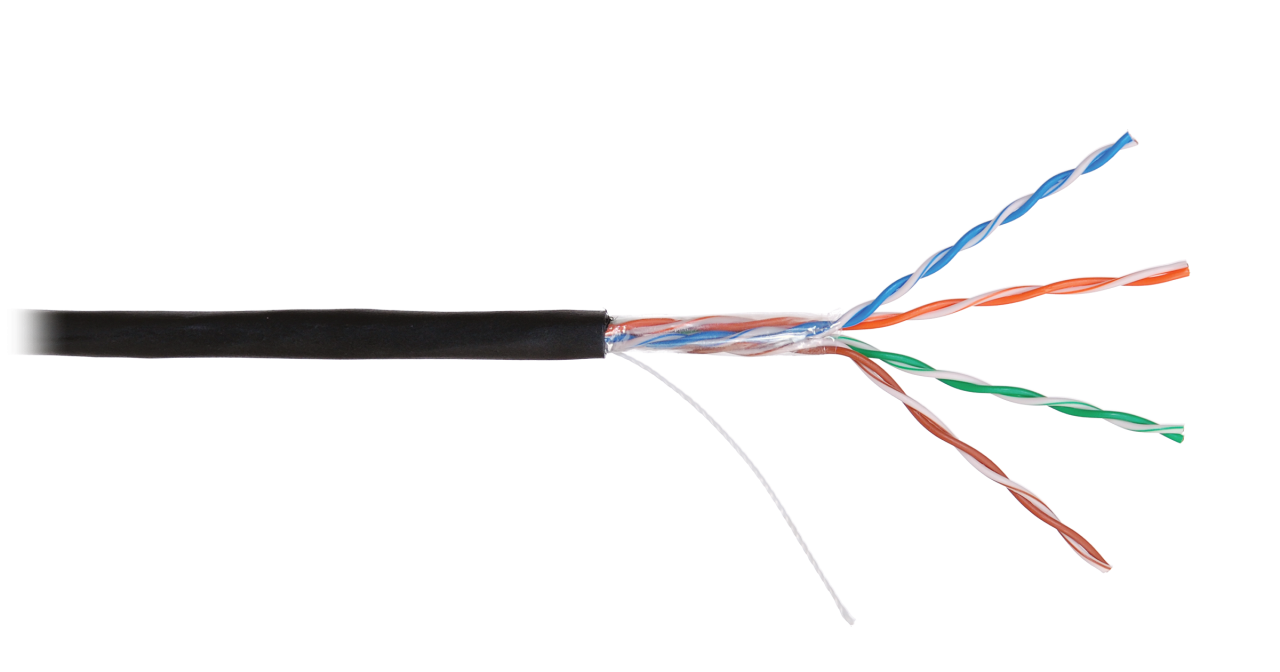 NIKOLAN U/UTP кат.5e, 4пары, 24AWG(0.50мм) 100%медь, уличный,черный