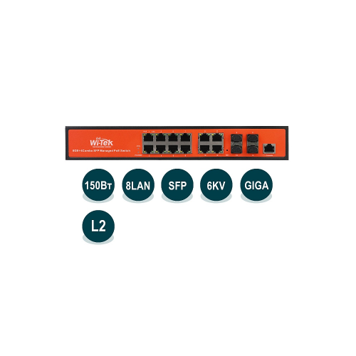 Управляемый коммутатор L2 PoE Wi-Tek WI-PMS312GF