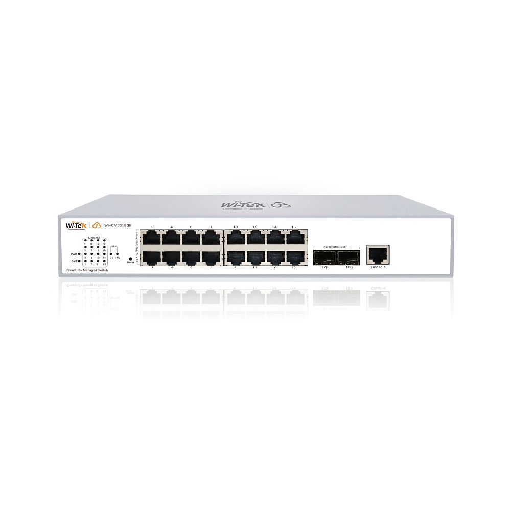 WI-CMS318GF, Сетевой коммутатор управляемый L2, порты 16 100/1000Base-TX + 2 SFP