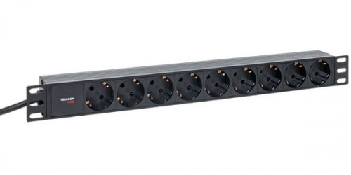 Купить Блок розеток PDU TERACOM PRO 19" 1U 16А/250В, 9 розеток Shuko шнур 2м, 3х1,5мм2, вилка Shuko, EKF магазина stels.market.