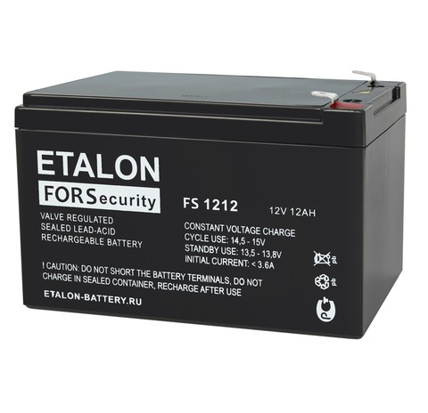 Аккумулятор ETALON FS 1212, 12 В 12 Ач, габариты 151*98*101 мм.