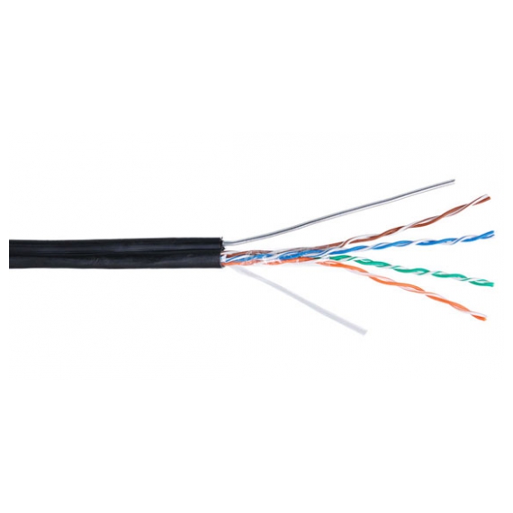 NETLAN U/UTP 4 пары cat.5E  на тросу (однопроволочный),РЕ, CU 305м.черный