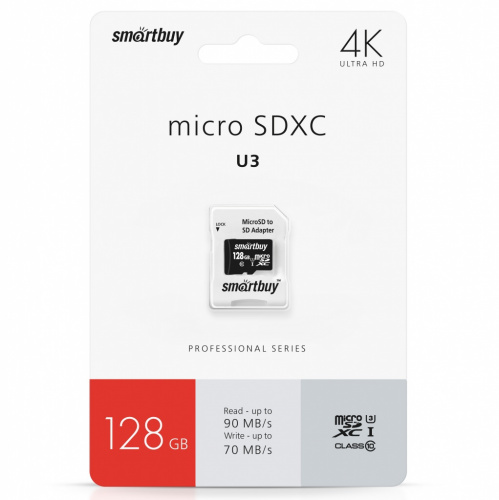 Купить Карта памяти SmartBuy (microSDXC) 128 Gb class 10 UHS-I + адаптер магазина stels.market.