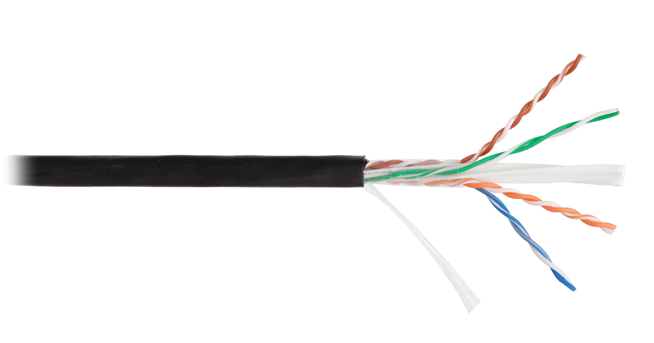NIKOLAN U/UTP  кат.6 кл.Е, 4пары, 23AWG(0.57мм) ВС,305м, уличный, РЕ до -60С,черный